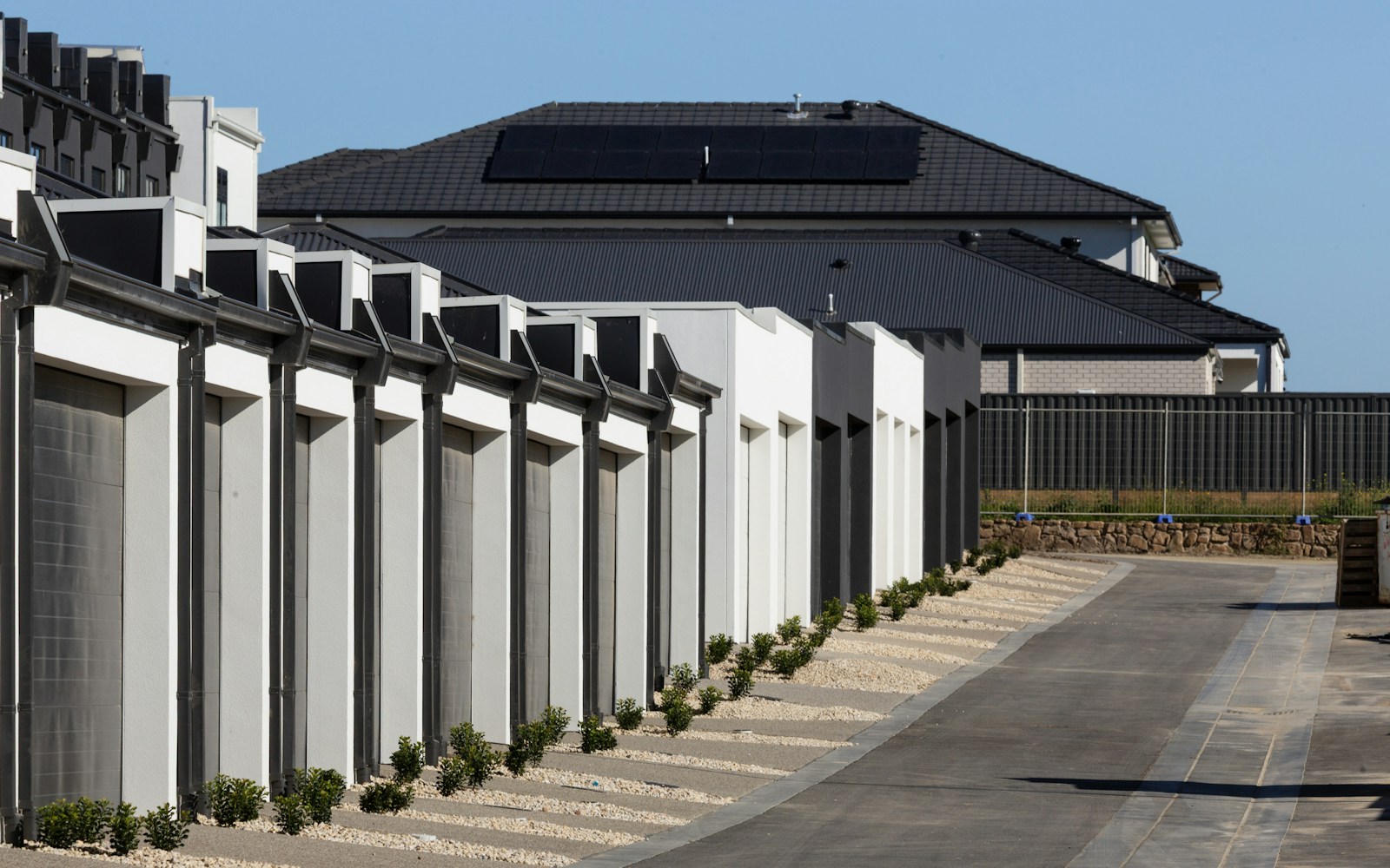 Modern Australian townhouses with rooftop solar panels